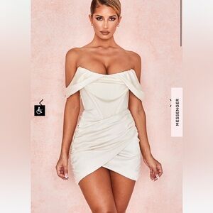 HOUSE OF CB 'Coraline' Ivory Satin Corset Dress